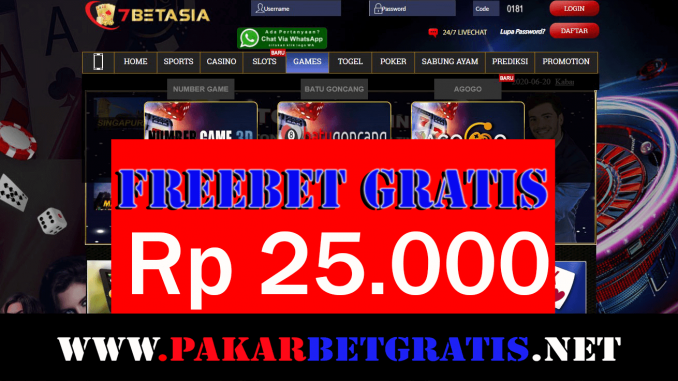 7betasia Freebet gratis Rp 25.000 Tanpa deposit