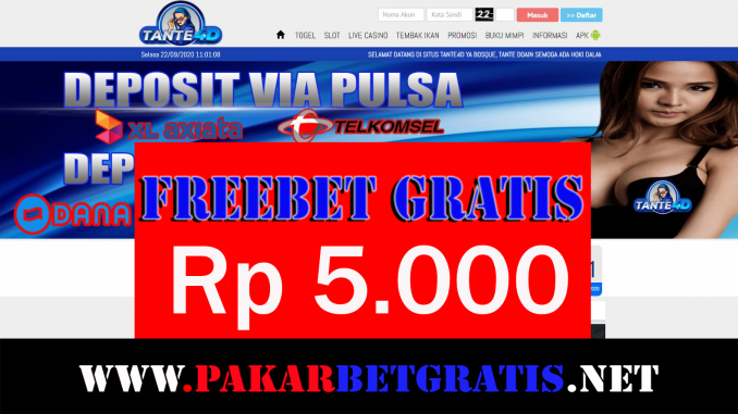 Freebet Gratis Tante4D Rp 5.000 Tanpa Deposit