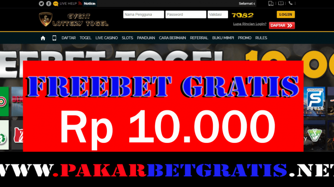 Freebet Gratis LotteryTogel Rp 10.000 Tanpa Deposit