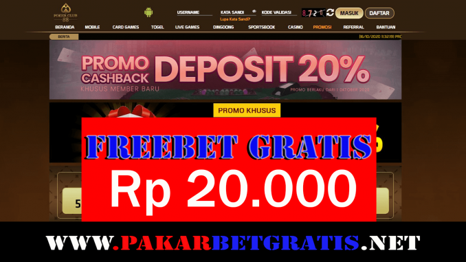 Situs PokerClub88 Freebet Gratis Rp 20.000 Tanpa Deposit