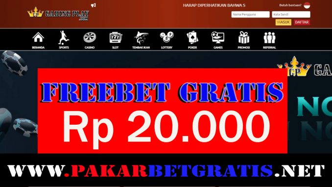 Freebet Gratis GadingPlay Rp 20.000 Tanpa Deposit