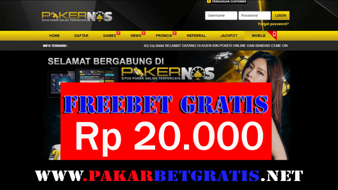 PokerNos Freebet Gratis Rp 20.000 Tanpa Deposit