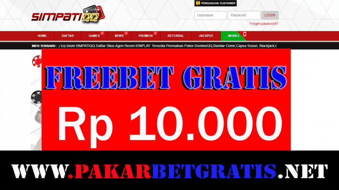 SimpatiQQ Freebet Gratis Rp 10.000 Tanpa Deposit