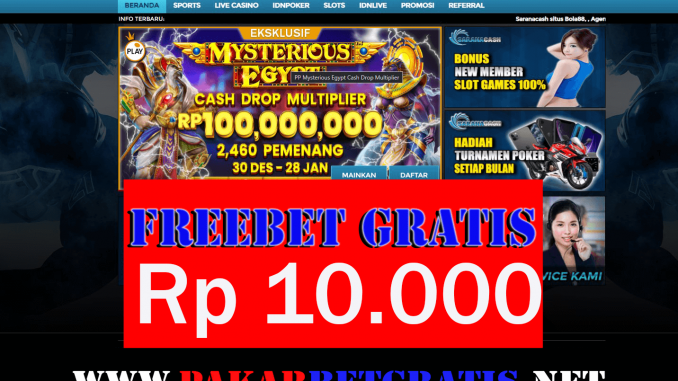 SaranaCash Freebet Gratis Rp 10.000 Tanpa Deposit