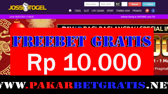 JossTogel Freebet Gratis Rp 10.000 Tanpa Deposit JossTogel Freebet Gratis Rp 10.000 Tanpa Deposit
