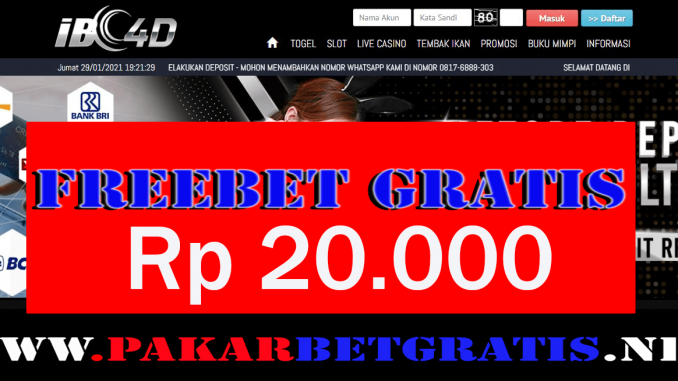 IBC4d Freebet Gratis Rp 20.000 Tanpa Deposit