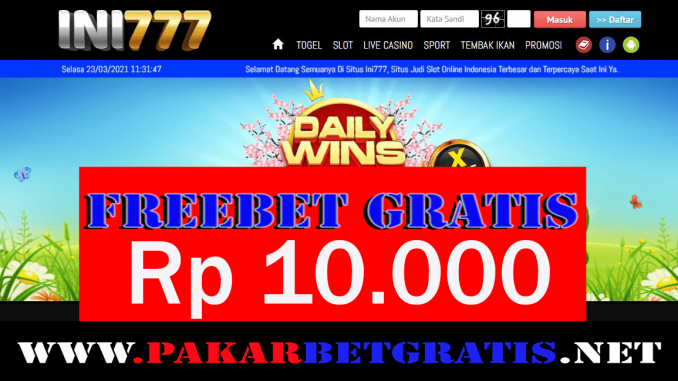 INI777 Freebet Gratis Rp 10.000 Tanpa Deposit