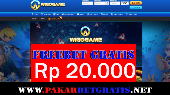 WigoGame Freebet Gratis Rp 20.000 Tanpa Deposit