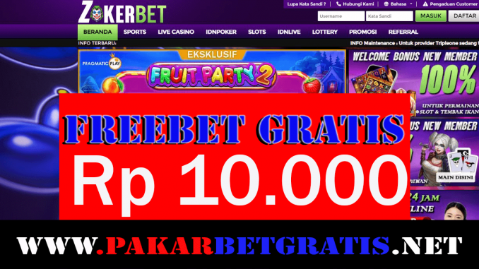 Zokerbet Freebet Gratis Rp 10.000 Tanpa Deposit