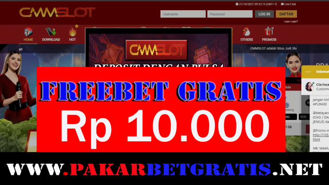 CmmSlot Freebet Gratis Rp 10.000 Tanpa Deposit