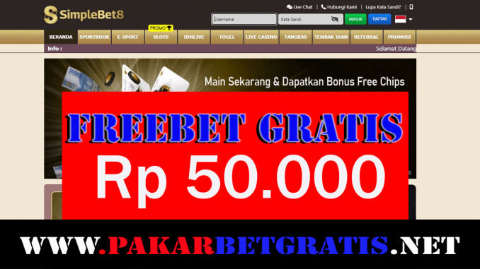 simplebet8 Freebet Gratis Rp 50.000 Tanpa Deposit
