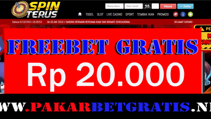 SpinTerus Freebet Gratis Rp 20.000 Tanpa Deposit