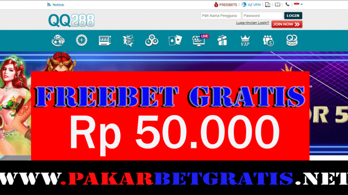 QQ288 Freebet Gratis Rp 50.000 Tanpa Deposit