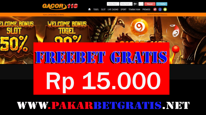 Gacor118 Freebet Gratis Rp 15.000 Tanpa Deposit