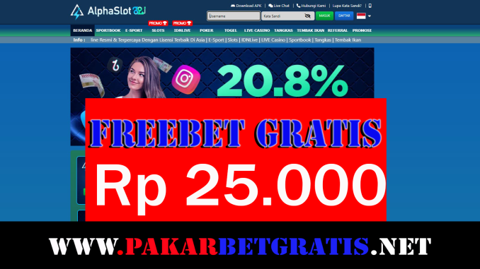 AlphaSlot88 Freebet Gratis Rp 25.000 Tanpa Deposit