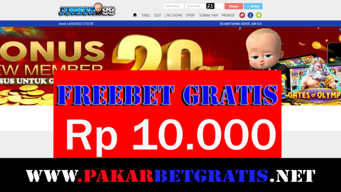 junior88 freebet gratis rp 10.000 tanpa deposit
