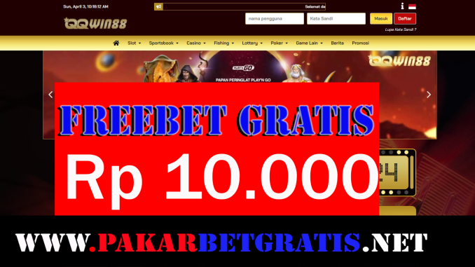 QQWin88 Freebet Gratis Rp 10.000 Tanpa Deposit