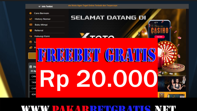 XTOTO freebet gratis rp 20.000 tanpa deposit