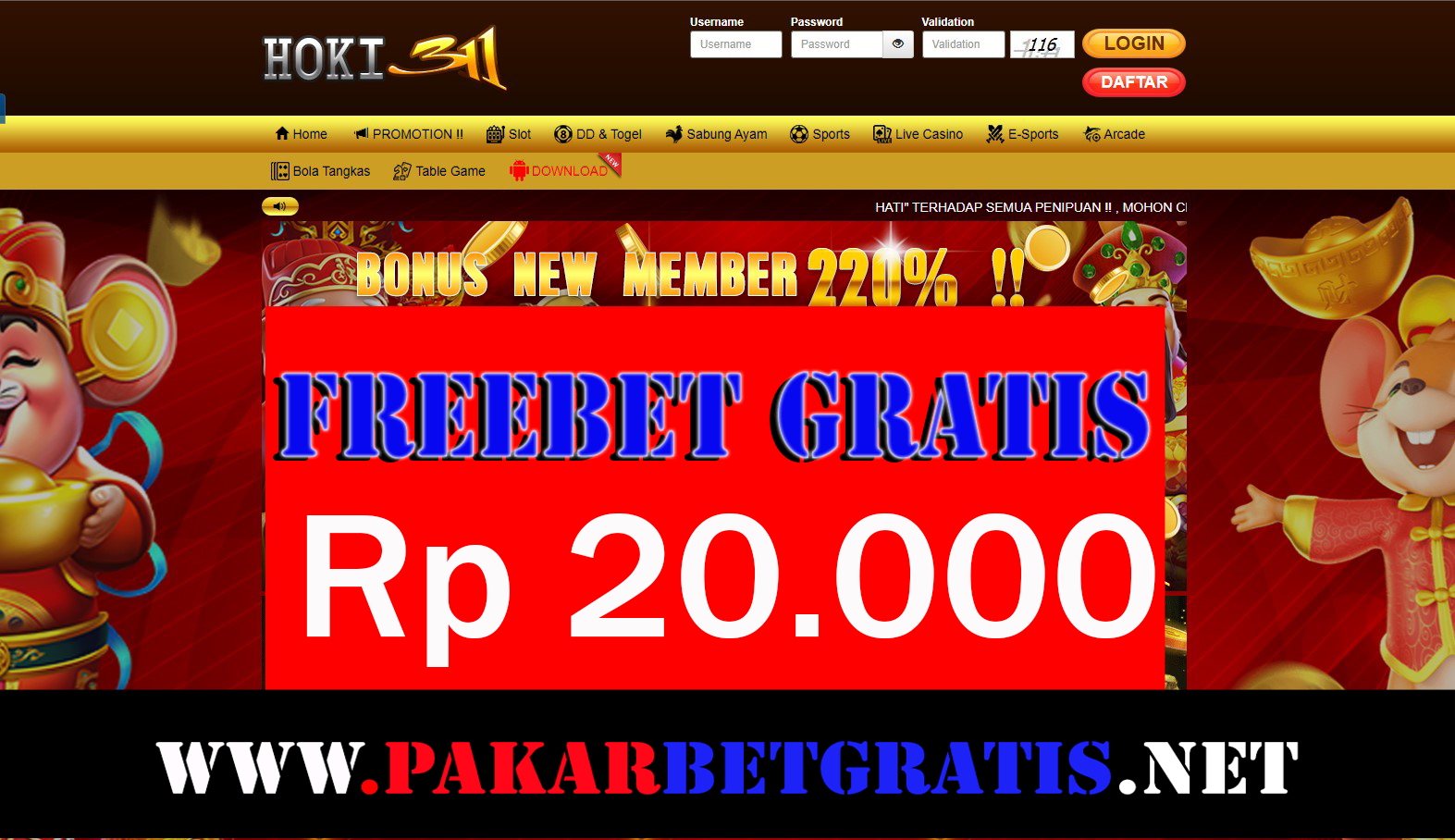 Hoki311 Freebet Gratis Rp 20.000 Tanpa Deposit
