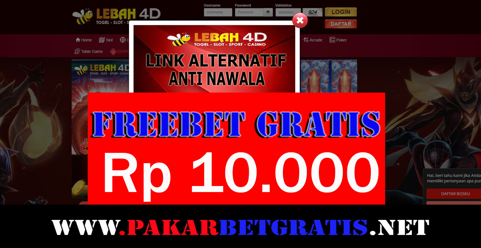 lebah4d Freebet Gratis Rp 10.000 Tanpa Deposit