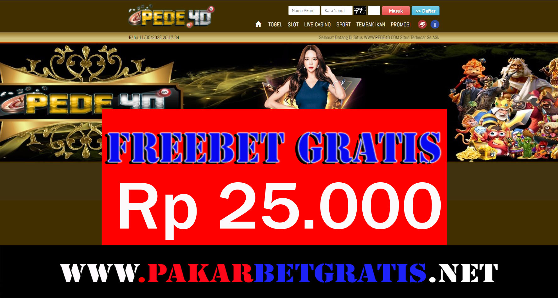 Pede4D Freebet Gratis Rp 25.000 Tanpa Deposit